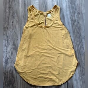 Prana Athletic Split Back Key Hole Rounded Hem Tank Top in Golden Yellow Size S